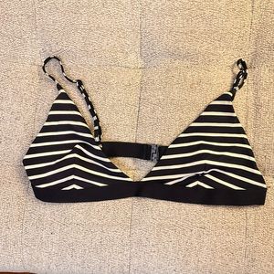 Blue and White Striped Bathing Suit Top